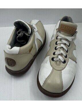 Camper Sneakers Women's Size 7 Beige Leather Comfort Lace Up Flat Shoes